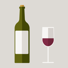Red wine bottle and glass