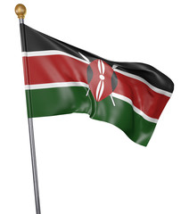 Obraz premium National flag for country of Kenya isolated on white background, 3D rendering