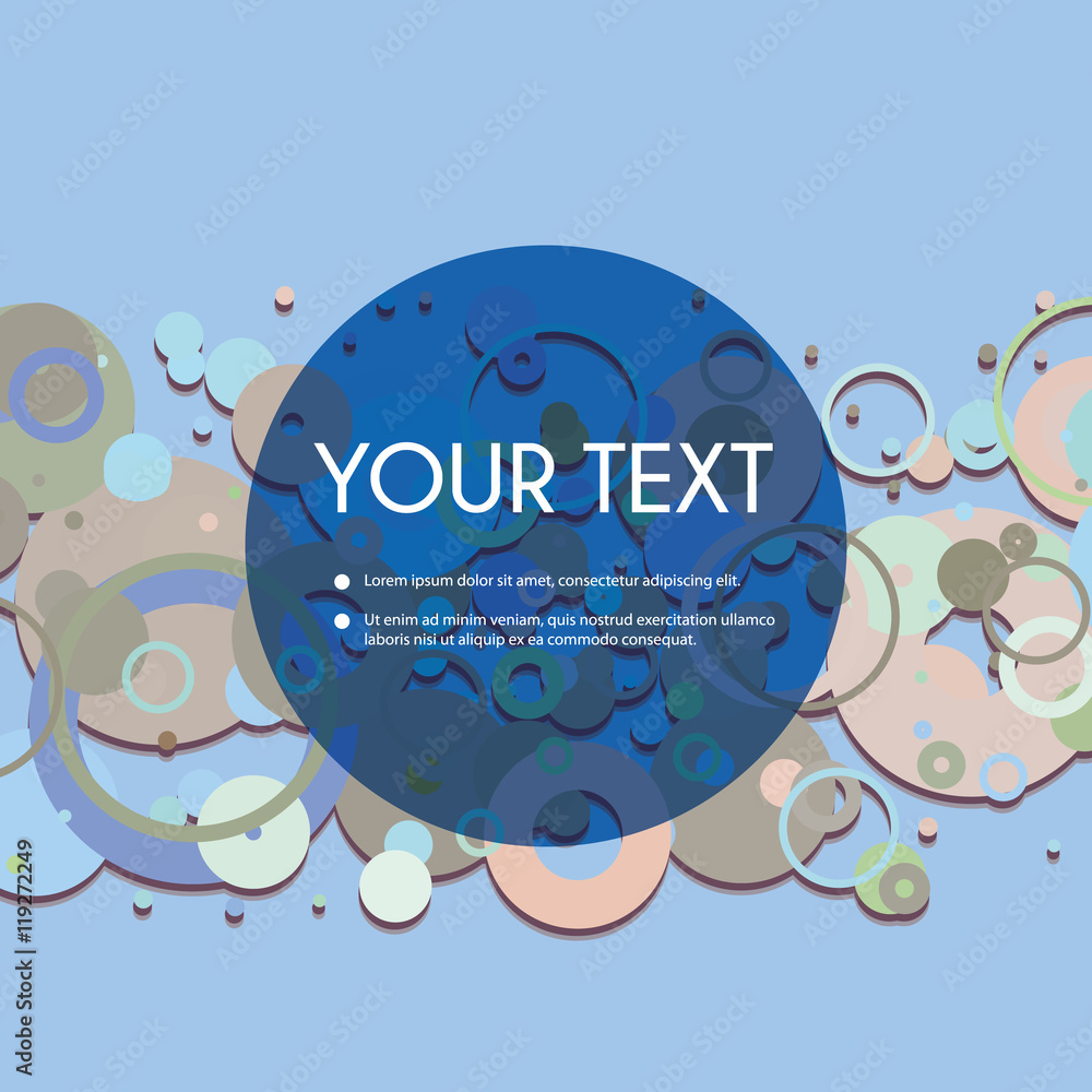 Poster Colorful Abstract Spotted Rings Pattern Background with Transparent Label for Your Text