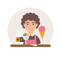Small business - ice cream shop vector illustration flat style