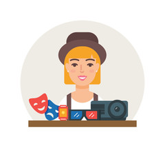 Hobby - Watching movies vector illustration flat style