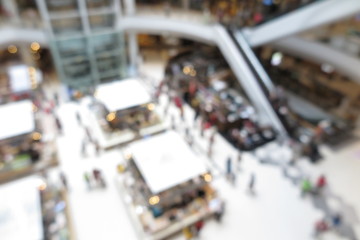 Shopping mall, modern trade with people in blur background