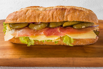 Sandwich of the typical raw ham
