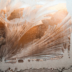 Ice flowers on glass - texture and background. High resolution and sharp, beautiful details
