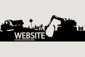 construction vehicles and workers