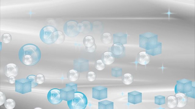 Animierter Hintergrund mit Kugeln, Sternen und W&uuml;rfeln