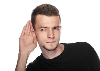 Fototapeta premium Young man listening the conversation.