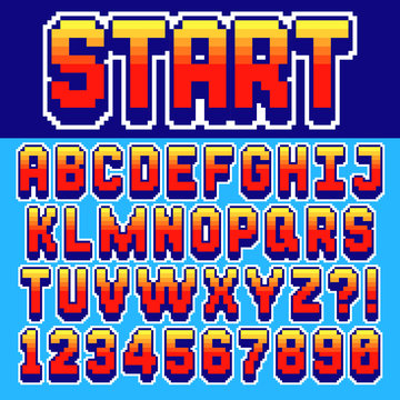 Pixel retro font Video computer game design