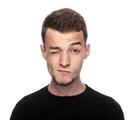 Obraz premium Man with his eyes crossed.