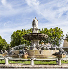 The Fontaine de la Rotonde fountain with roundabout in Aix-en-Pr