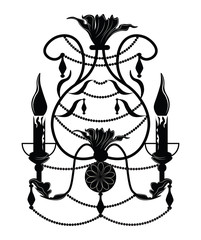 Rich Baroque Classic chandelier. Luxury decor accessory design. Vector illustration sketch