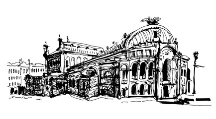 Obraz premium drawing of Ukraine Kyiv national opera and ballet theatre house 
