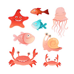 Naklejka premium Collection of marine inhabitants