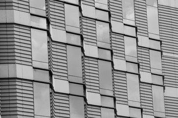 Office building windows, black and white image