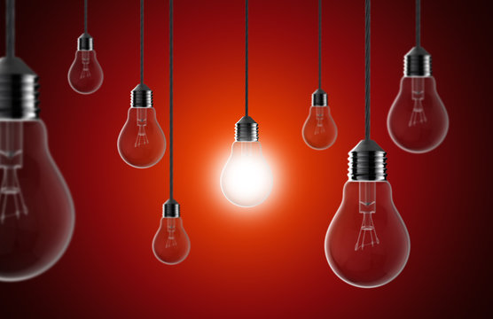 Light bulbs on a red background