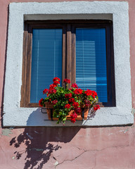 Window of tenement house in Sibiu city in Romania