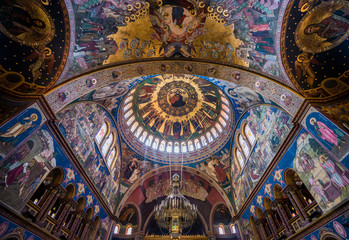 Naklejka premium dome of Orthodox Holy Trinity Cathedral in Sibiu in Romania