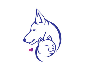Modern Pet Logo - Love Cats And Dog Symbol