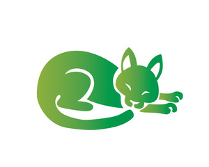 Modern Pet Logo - Green Cat Cattery Symbol