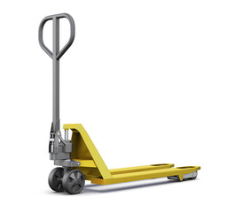 Hand pallet truck. 3d  illustration.