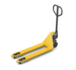 Hand pallet truck. 3d render image.