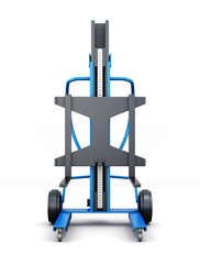 Forklift truck. Front view. 3d rendering