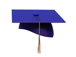 Square academic cap with tassel isolated on a white background.