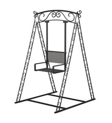 Forged metal swing for children on white background. 3d renderin