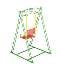Swings for kids isolated on white background. 3d rendering