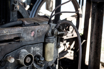 Valve and filters of diesel fuel on the old engine , Engine not