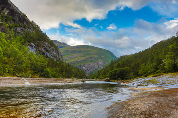 Naklejka na ściany i meble Mountain river, Norway. HDR.