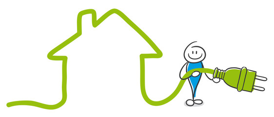 Stick Figure Series Blue / Haus, Ökohaus