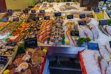counter with seafood, Trouville-sur-mer, France