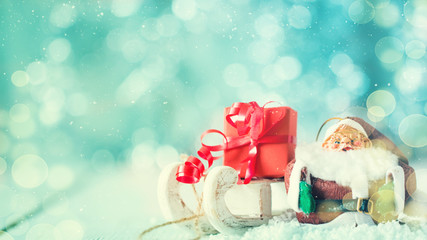 Christmas decoration on abstract background,vintage filter,soft focus