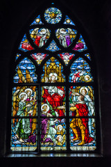 stained glass window in St. Michael's Church in Cluj-Napoca city in Romania