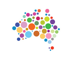 Modern Australia Logo - Colorful Polka Dot Australia Map