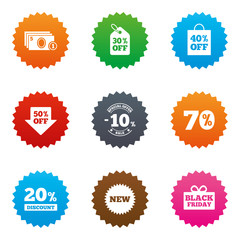 Sale discounts icon. Shopping, deal signs.