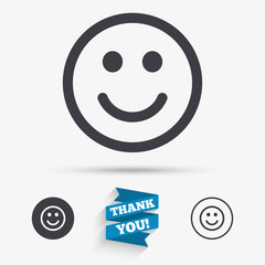 Smile icon. Happy face symbol.