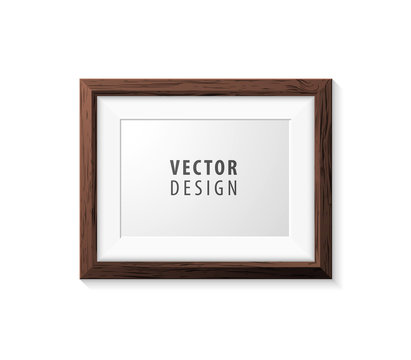 Realistic Minimal Isolated Wood Frame on White Background for Presentations. Vector Elements.