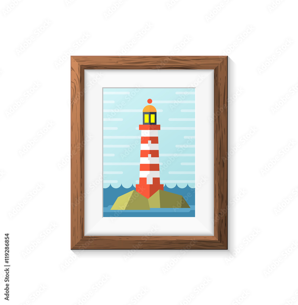 Poster realistic minimal isolated white frame with art scene on white background for presentations. vector 