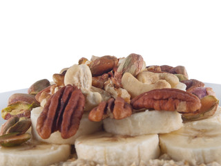 oat flakes in soy milk with banana and nuts
