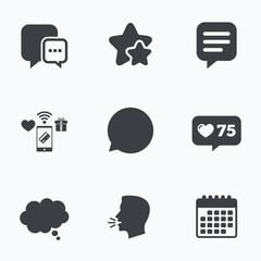 Chat icons. Comic speech bubble signs. Think.