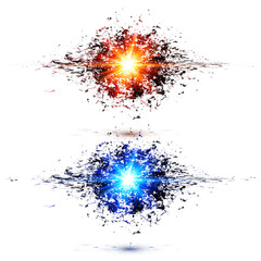 Blue and red techno style explosions