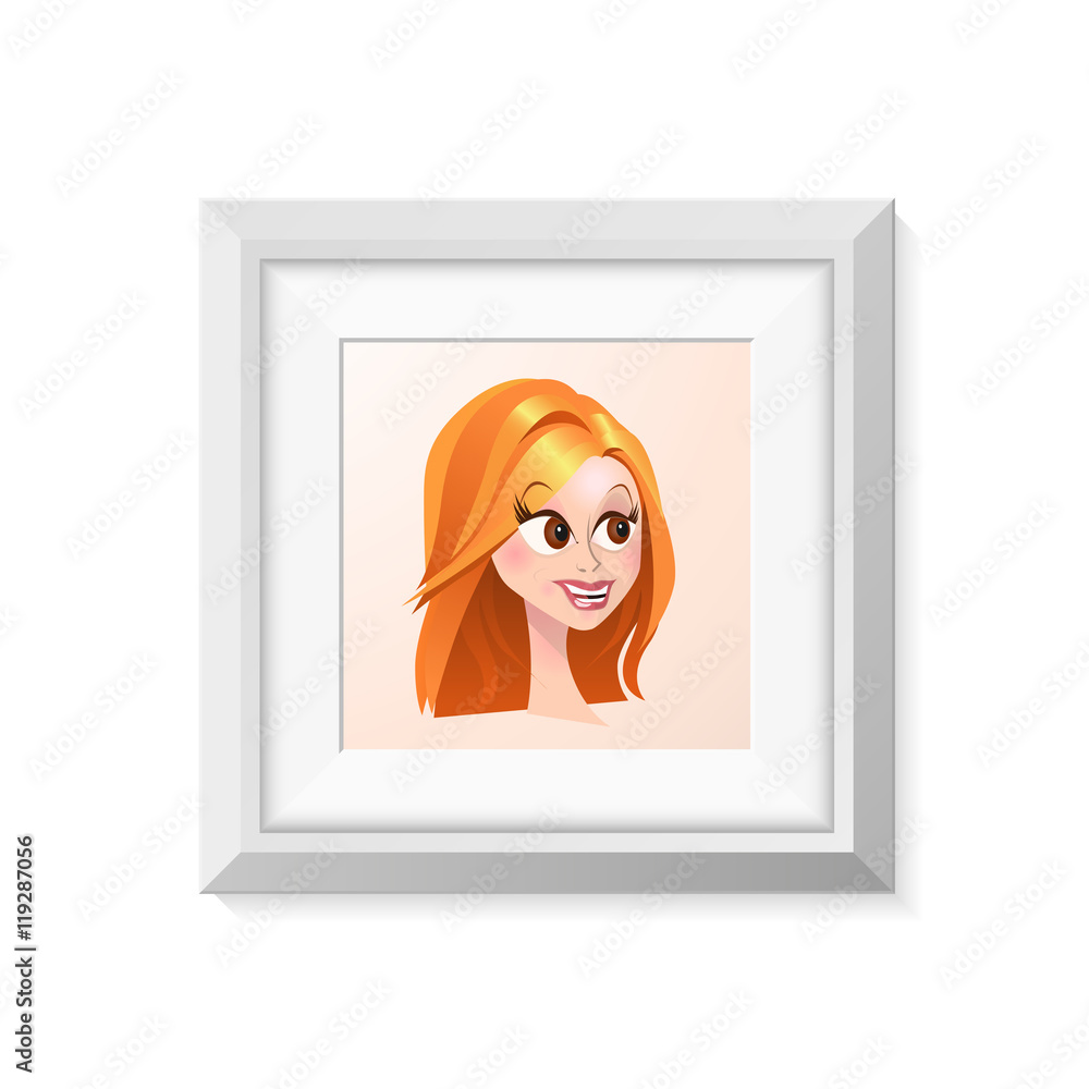 Poster realistic minimal isolated white frame with art scene on white background for presentations. vector 