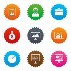 Statistics, accounting icons. Charts signs.