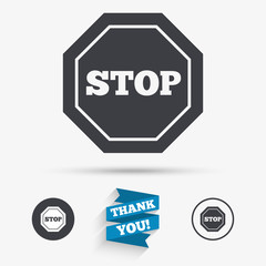 Traffic stop sign icon. Caution symbol.