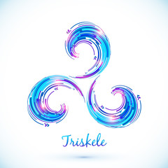Blue abstract vector triskele symbol