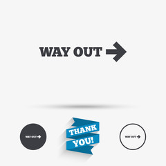 Way out right sign icon. Arrow symbol.