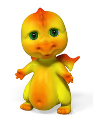 Funny small  dragon character 3d rendering