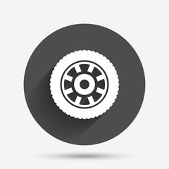 Car wheel sign icon. Circular transport component.